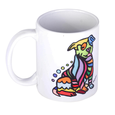 Multicolored Dog Motif Ceramic Mug