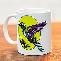 Ceramic mug, 'Hummingbird' - Artist Print Ceramic Mug