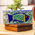Talavera ceramic planter, 'Pez Azul' - Talavera Style Fish-themed Ceramic Planter Box from Mexico thumbail