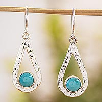 Turquoise dangle earrings, 'Luminous Rain'