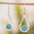 Turquoise dangle earrings, 'Luminous Rain' - Handcrafted Textured Taxco Silver Natural Turquoise Earrings (image 2) thumbail