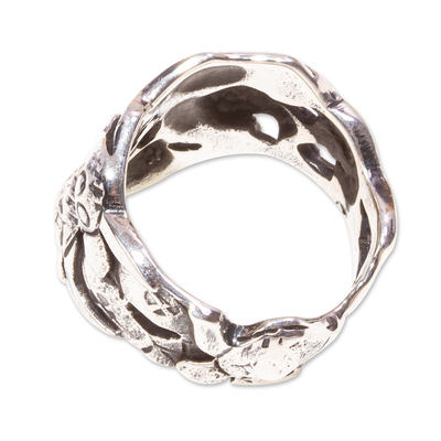 Silver ring, 'Marine World' - Sea Turtle Design 950 Silver Ring from Mexico
