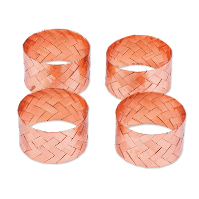 Copper napkin rings, 'Natural Setting' (set of 4) - Woven Copper Napkin Rings (Set of 4)