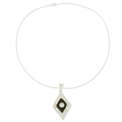 Halskette mit Anhänger aus Zuchtperlen, „Venus“ – Moderne Halskette aus Zuchtperlen und Taxco-Silber aus Mexiko