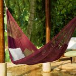 Cotton rope hammock, 'Uxmal Mulberry' (double) - Maya Style Cotton Rope Hammock (Double)