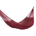Cotton rope hammock, 'Uxmal Mulberry' (double) - Maya Style Cotton Rope Hammock (Double)
