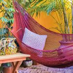 Cotton rope hammock, 'Uxmal Mulberry' (double) - Maya Style Cotton Rope Hammock (Double)