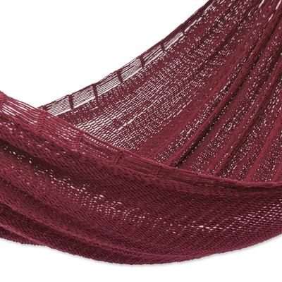 Cotton rope hammock, 'Uxmal Mulberry' (double) - Maya Style Cotton Rope Hammock (Double)