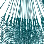 Cotton rope hammock, 'Uxmal Peacock' (double) - Teal Cotton Rope Hammock (Double)