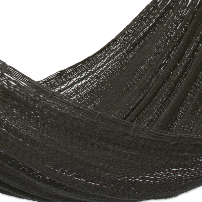 Hängematte aus Baumwollseil, (dreifach) - Handgefertigte schwarze Seilhängematte (dreifach)