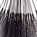 Cotton rope hammock, 'Mirage in Black' (double) - Black Hammock with Macrame Panels (Double)