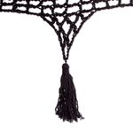 Cotton rope hammock, 'Mirage in Black' (double) - Black Hammock with Macrame Panels (Double)