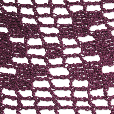Cotton rope hammock, 'Veranda in Bordeaux' (Double) - Burgundy Tasseled Cotton Hammock (Double) From Mexico