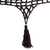 Cotton rope hammock, 'Veranda in Black' (Triple) - Coal Black Tasseled Cotton Hammock (Triple) from Mexico (image 2c) thumbail
