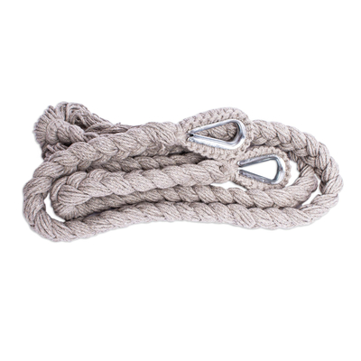 Cotton rope hammock, 'Mirage in Grey' (triple) - All Cotton Rope Hammock in Grey (Triple)