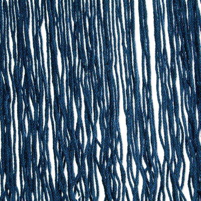 Hängematte aus Baumwollseil, (doppelt) - Marineblaue Seilhängematte mit Fransen (doppelt) aus Mexiko
