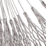 Cotton rope hammock, 'Cascade in Grey' (double) - Grey Rope Hammock with Fringe (Double)