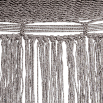 Hamaca de cuerda de algodón, (doble) - Hamaca de Cuerda Gris con Flecos (Doble)