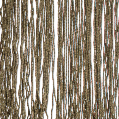 Cotton rope hammock, 'Olive Cascade' (Double) - Fringed Olive Green Cotton Rope Double Hammock Mexico