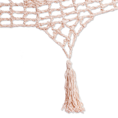 Hamaca de cuerda de algodón, (triple) - Hamaca de cuerda marfil tejida a mano (triple)