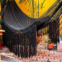 Cotton rope hammock, Mirage in Black (triple)
