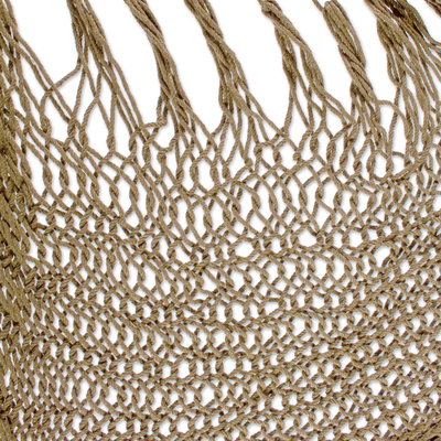 Columpio hamaca de algodón, (individual) - Columpio de hamaca maya de cuerda de algodón con borlas de México