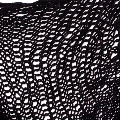 Columpio hamaca de algodón, (individual) - Columpio de hamaca maya de cuerda de algodón negro con borlas
