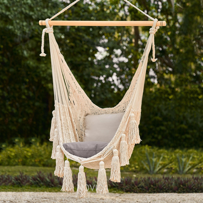 Cotton hammock swing, Ocean Seat in Ivory  (single)