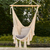 Cotton hammock swing, 'Ocean Seat in Ivory'  (single) - Ivory Tasseled Cotton Rope Mayan Hammock Swing from Mexico thumbail