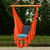Cotton hammock swing, 'Ocean Seat in Orange' (single) - Orange Tasseled Cotton Rope Mayan Hammock Swing from Mexico thumbail
