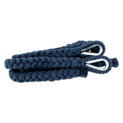 Columpio tipo hamaca de cuerda de algodón, (Individual) - Hamaca columpio maya de algodón azul de México (individual)