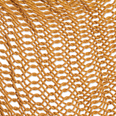 Columpio hamaca de algodón, (individual) - Columpio de hamaca maya de cuerda de algodón con borlas marrón miel