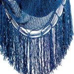 Cotton hammock swing, 'Sea Breezes in Midnight Blue' (single) - Fringed Navy Cotton Rope Mayan Hammock Swing from Mexico