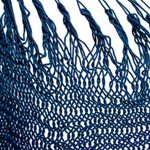 Cotton hammock swing, 'Sea Breezes in Midnight Blue' (single) - Fringed Navy Cotton Rope Mayan Hammock Swing from Mexico