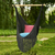 Cotton hammock swing, 'Sea Breezes in Black' - Black Fringed Cotton Rope Mayan Hammock Swing from Mexico thumbail