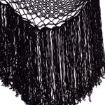 Cotton hammock swing, 'Sea Breezes in Black' - Black Fringed Cotton Rope Mayan Hammock Swing from Mexico