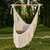 Cotton hammock swing, 'Sea Breezes in Ivory' - Ivory Fringed Cotton Rope Mayan Hammock Swing from Mexico thumbail