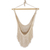 Cotton hammock swing, 'Sea Breezes in Ivory' - Ivory Fringed Cotton Rope Mayan Hammock Swing from Mexico