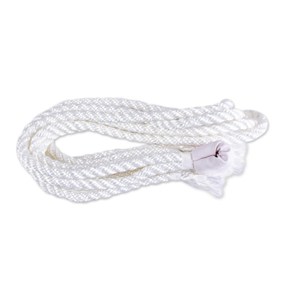 Cotton rope hammock, 'Sunset Siesta in Teal' (Double) - Teal Cotton Rope Hammock (Double) from Mexico