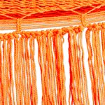 Cotton rope hammock, 'Orange Cascade' (triple) - Orange Fringed Cotton Rope Hammock (Triple) from Mexico