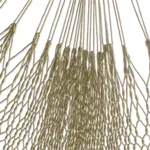 Cotton rope hammock, 'Veranda in Olive Green' (Double) - Crocheted Fringe Olive Green Cotton Hammock (Double)