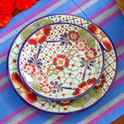 Platos de ensalada de cerámica, (par) - Platos de ensalada de cerámica multicolor (par)