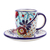 Ceramic cups and saucers, 'Colors of Mexico' (pair) - Talavera-Style Cups and Saucers (Pair) (image 2d) thumbail