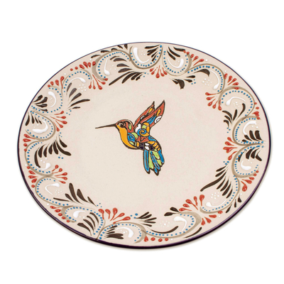 Platos de ensalada de cerámica, (par) - Platos de ensalada de cerámica con motivos de colibríes (par)