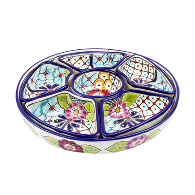 Ceramic appetizer platter, 'Colors of Mexico' - Multi-Piece Ceramic Appetizer Platter