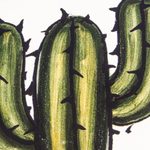 Ceramic napkin holder, 'Saguaro' - Hand Painted Cactus Napkin Holder
