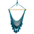 Cotton hammock swing, 'Ocean Seat in Teal' - Tasseled Cotton Rope Mayan Hammock Swing in Teal from Mexico (image 2a) thumbail