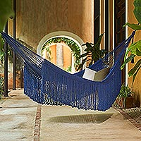 Cotton rope hammock, Navy Blue Cascade (Triple)