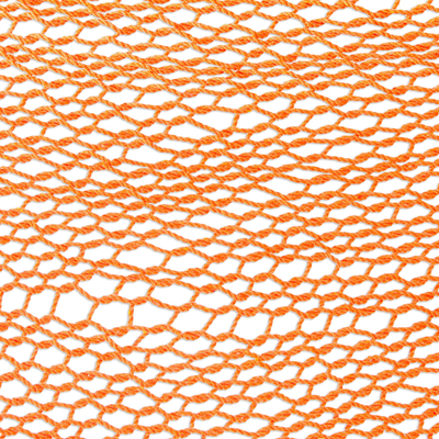 Cotton rope hammock, 'Mirage in Orange' (Triple) - Orange Macrame Style Cotton Hammock from Mexico (Triple)
