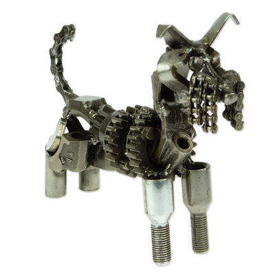 Recycled auto part sculpture, 'Rustic Schnauzer ' - Upcycled Auto Part Rustic Dog Sculpture from Mexico